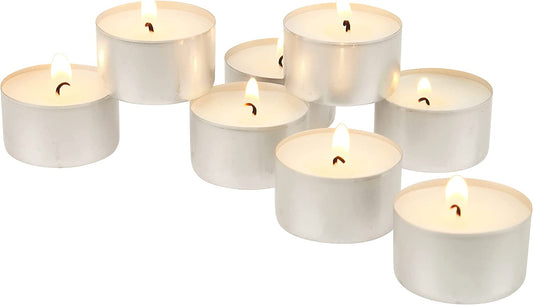 White Unscented Smokeless Long Burning Tea Light Candles with 8 Hour Burn Time, 200 Count