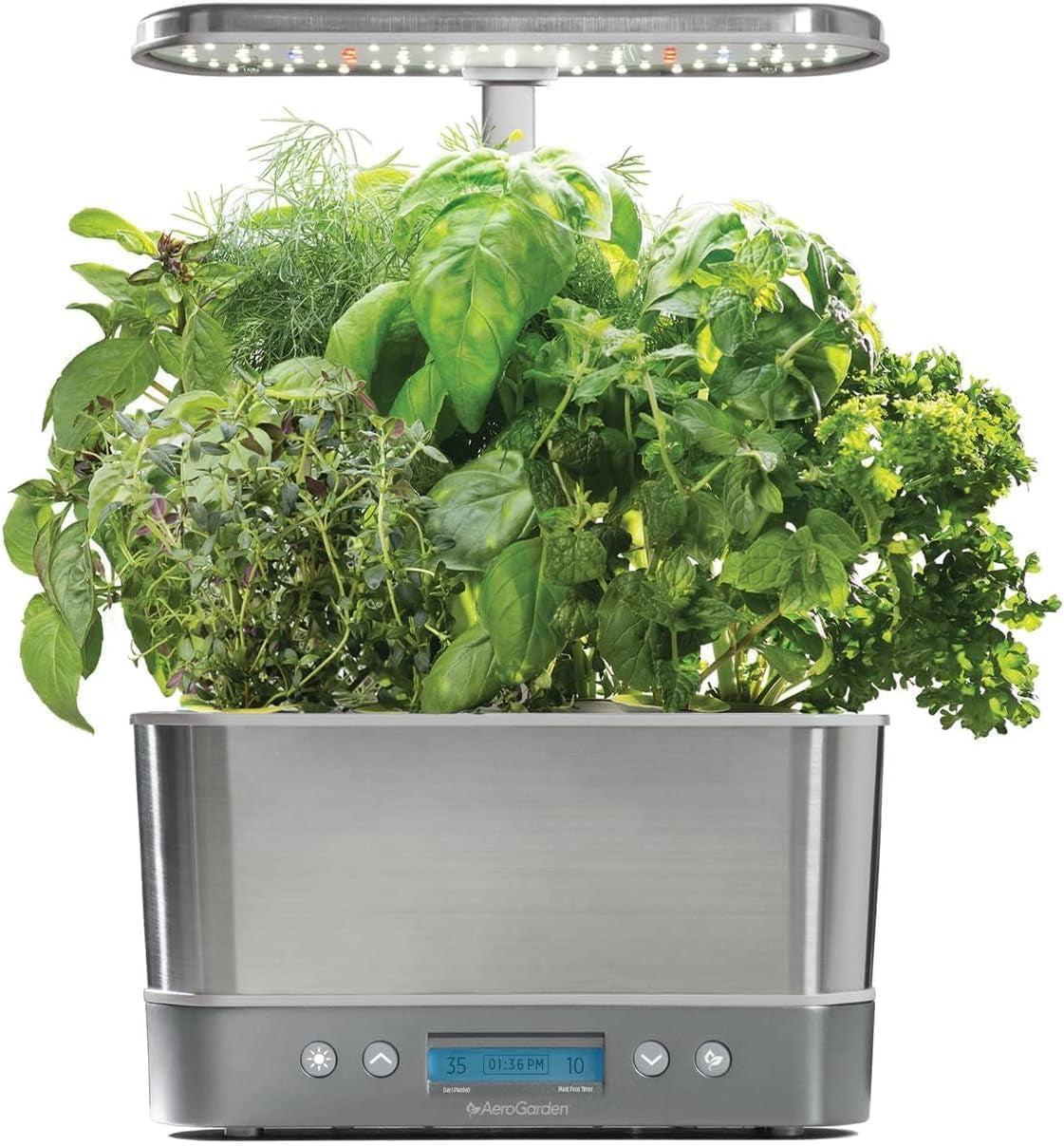 Harvest Elite Indoor Garden Hydroponic System with LED Grow Light and Seed Kit, Holds up to 6 Pods, Stainless Steel