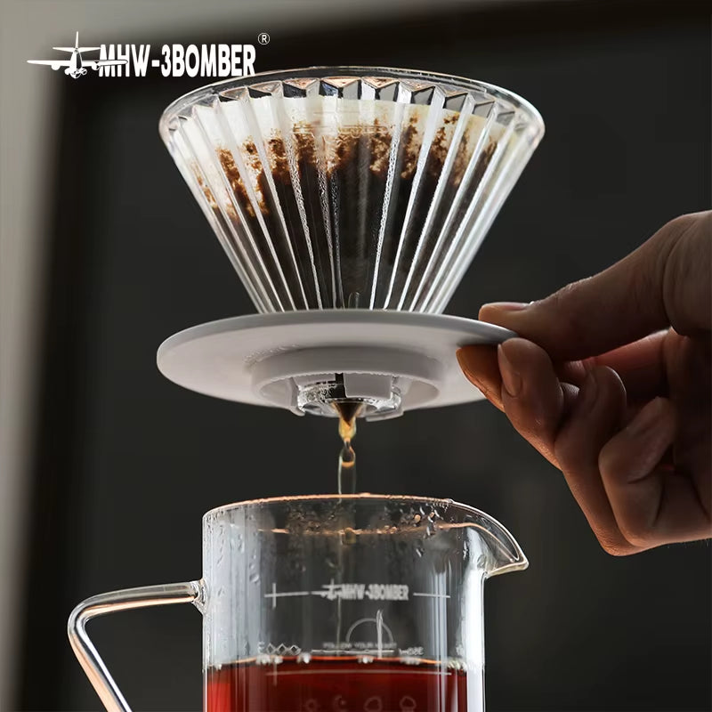 Pour over Coffee Dripper Glass Coffee Dripper Coffee Filter Cup Reusable Coffee Drip Filter Cone Coffee Maker Size V01