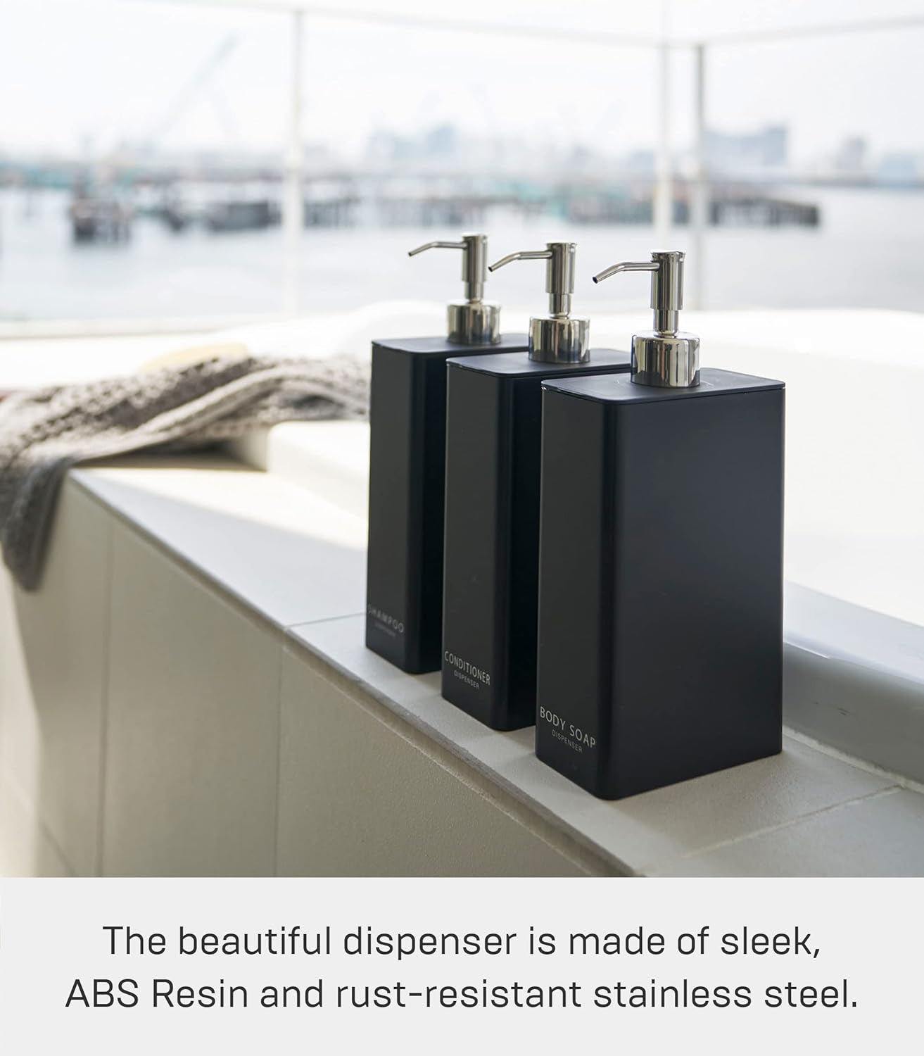 Tower Shampoo Dispenser Black Rectangular