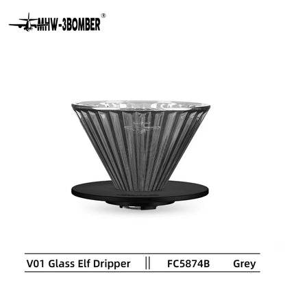 Pour over Coffee Dripper Glass Coffee Dripper Coffee Filter Cup Reusable Coffee Drip Filter Cone Coffee Maker Size V01