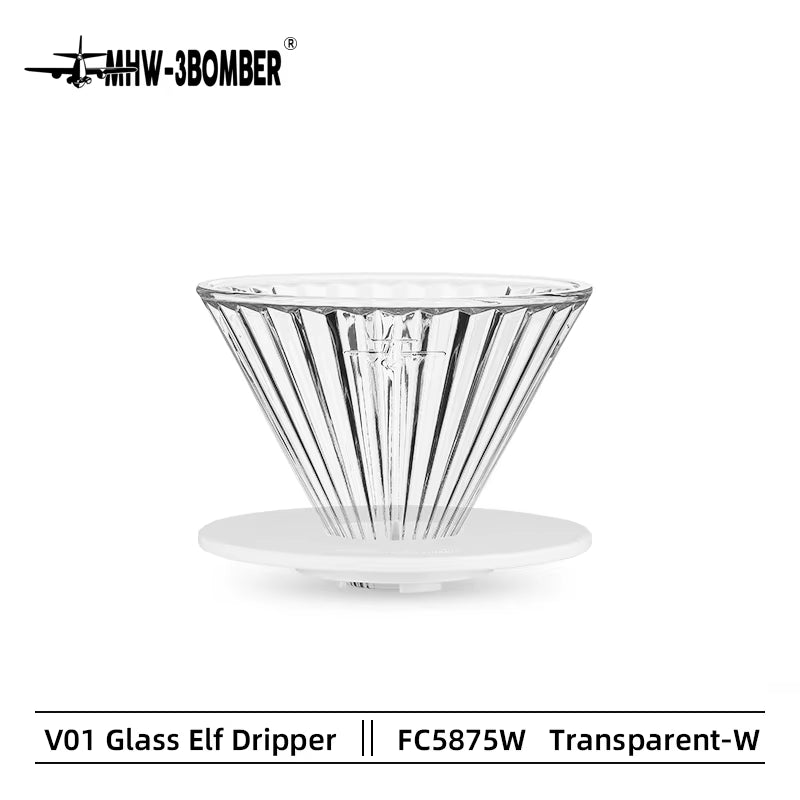 Pour over Coffee Dripper Glass Coffee Dripper Coffee Filter Cup Reusable Coffee Drip Filter Cone Coffee Maker Size V01