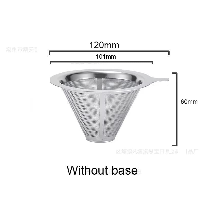 Reusable Coffee Filter Holder Double Layer Stainless Steel Coffee Tea Strainer Coffee Accessories Coffee Making Tool