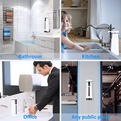 Automatic Soap Dispenser, Touchless Soap Dispenser Hand Soap Dispenser for Bathroom Waterproof Base Wall Mount Kitchen Soap Dispenser for Kitchen Sink,11.8Oz/350Ml(White)