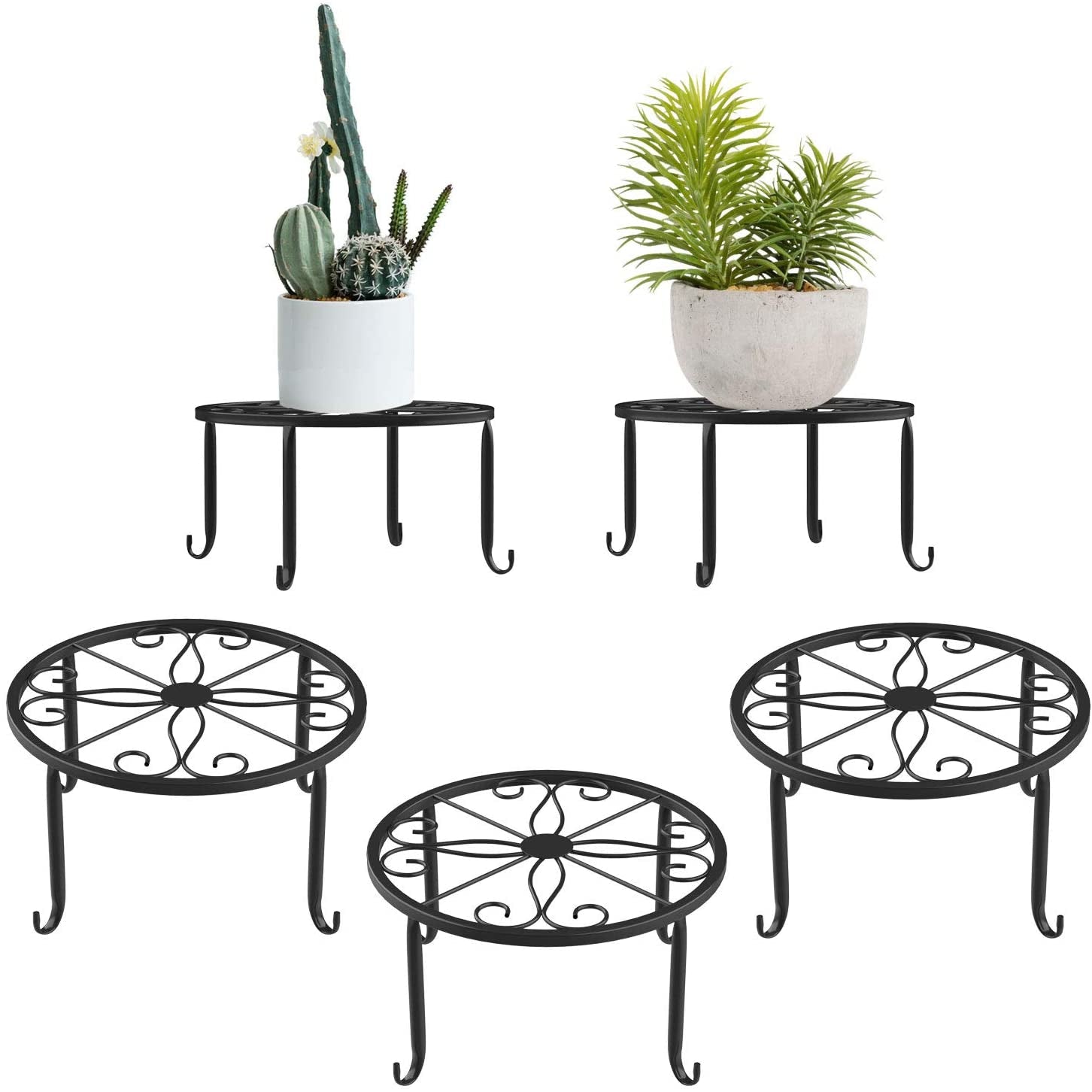 Metal Potted Plant Stands, 3 Pack 9" Heavy Duty Rustproof Iron round Flower Pot Stands, Indoor Outdoor Plant Holder Support Rack for Planter Flowerpot Patio Garden - Black