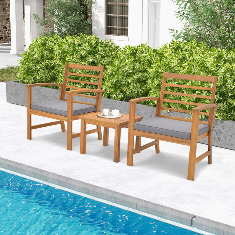 3 Pieces Outdoor Furniture Set with Soft Seat Cushions