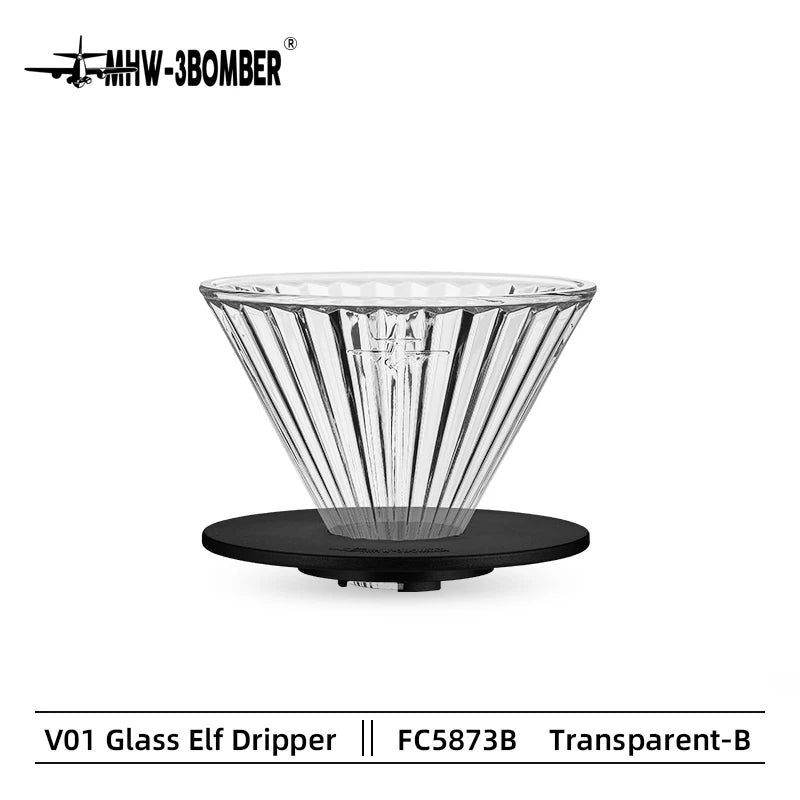 Pour over Coffee Dripper Glass Coffee Dripper Coffee Filter Cup Reusable Coffee Drip Filter Cone Coffee Maker Size V01