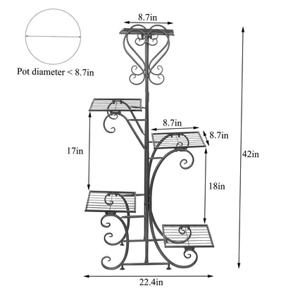 5 Tiered Tall Plant Stand Indoor Iron Planter Shelf Rack Garden Metal Flower Pots Display Holder Outdoor